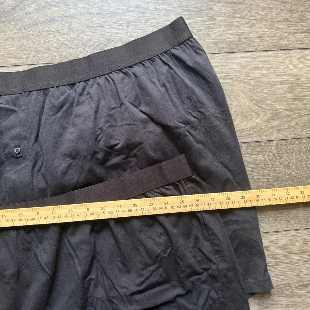 NWOT Amazon Essentials Men 5XL Black Knit Boxer Briefs Button Fly 2 Pack Stretch
